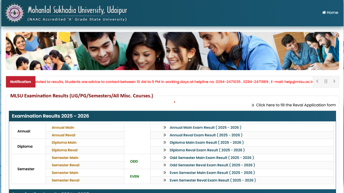 MLSU Result 2026: BA, MBA, MA, MSc and MCA semester results out, here's how to check