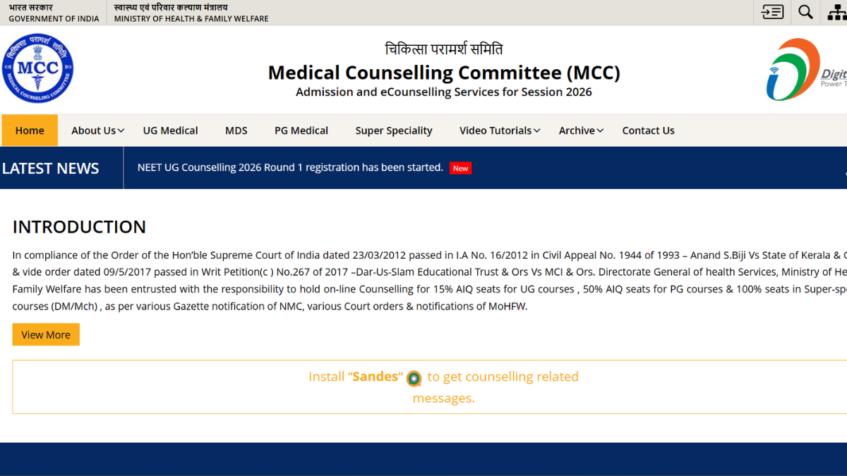 MCC NEET UG Counselling 2026: Round 2 choice-locking facility opens today at mcc.nic.in; details here - India Today